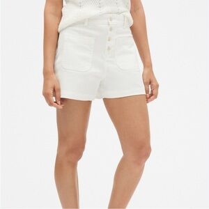 GAP Women’s High Rise Button-Fly Patch Pocket Denim Shorts 10 Milk